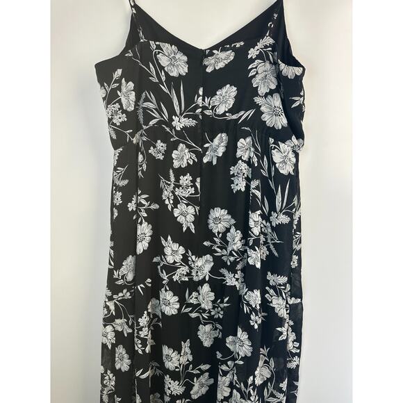 J.Crew Mercantile Floral Tiered Maxi Dress Chiffon J4263 Black & White Size 14 - Picture 11 of 15